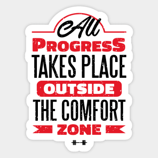 Fitness Gym Motivational Quote All Progress Takes Outside The Comfort Zone Sticker